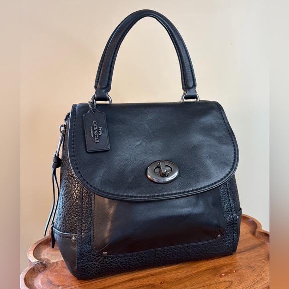 Coach Faye Black Leather Convertible Backpack Crossbody Satchel F30525 Like New - Picture 17 of 17